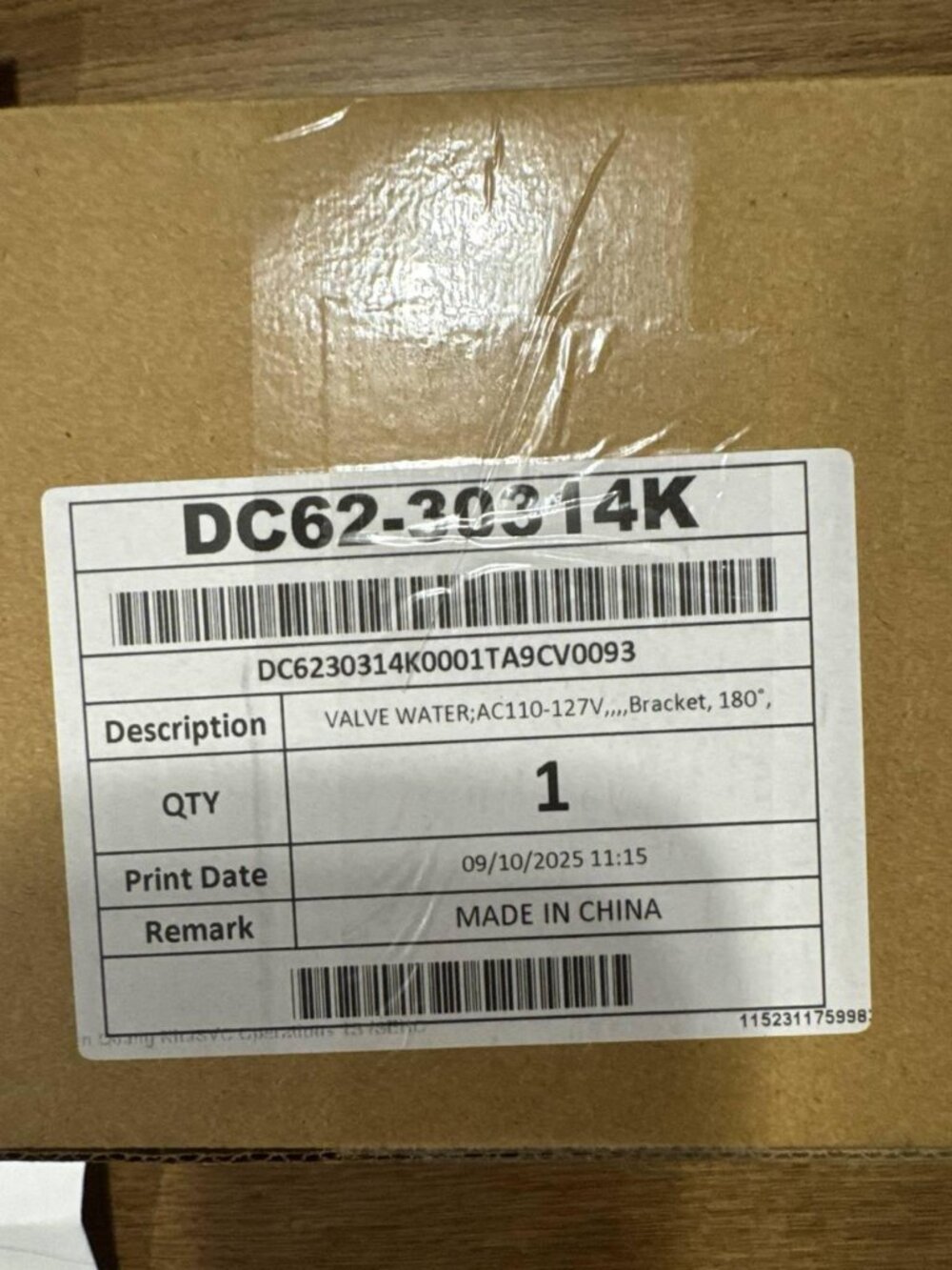 DC62-30314K Inlet valve BRAND NEW with receipt OEM
